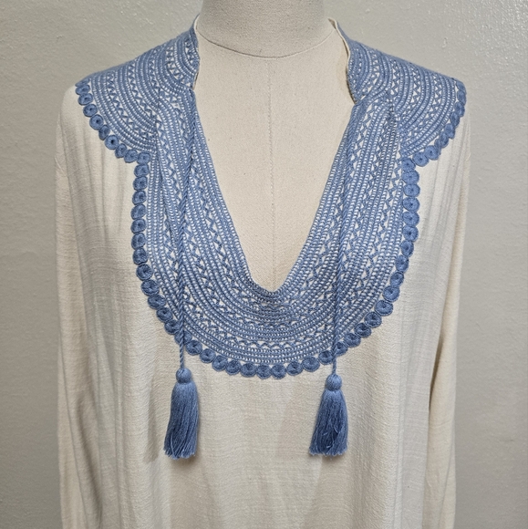 Mi Golondrina Beatriz Azul De Noel Caftan Maxi Dress Size Medium - Picture 6 of 12